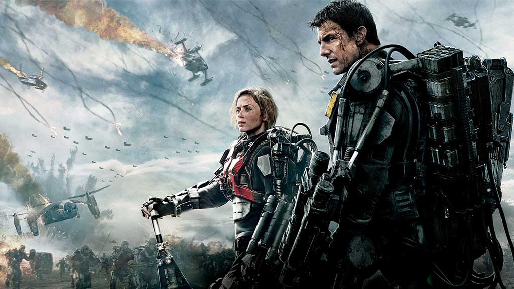 A poster for the film Edge of Tomorrow featuring Tom Cruise and Emily Blunt