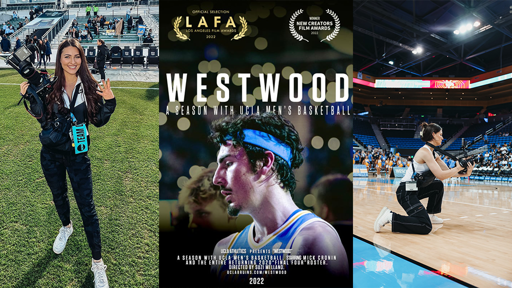 Photos of Suzi Mellano and the poster for her docuseries Westwood