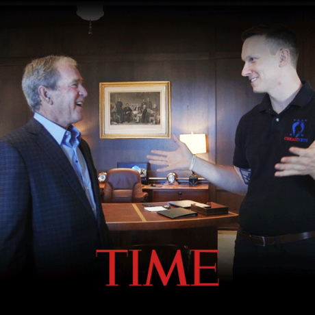 Veteran Richard Casper Meets Former President George Bush